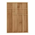 Relaxdays Besteckkasten Bambus Natur 6 F&auml;cher 5 cm x 30,5 cm x 43 cm 850 g