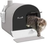 PawHut Katzentoilette mit Deckel Kunststoff Grau 43L x 44B x 47H cm
