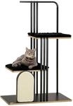 PawHut Kratzbaum Stahl Spanplatte Pl&uuml;sch Sisal Schwarz 85L x 48B x 128H cm
