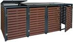 MCW M&uuml;lltonnenverkleidung K14 4er Walnuss-Holzoptik 119x264x84cm