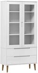 vidaXL Vitrinenschrank MOLDE Wei&szlig; 90x35x175 cm Massivholz Kiefer 350544