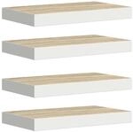 vidaXL Schweberegale 4 Stk Eichen-Optik und Wei&szlig; 50x23x3,8 cm MDF 326575