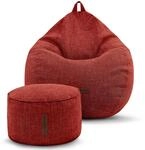 Green Bean Sitzhocker Motiv-Sitzsack 80 x 50 x 90 cm Linen Waschbarer Bezug Rot