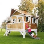 Axi Emma Spielhaus Braun - Wei&szlig; und Grauer Rutsche 193 x 349 x 227 cm