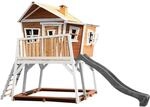 Axi Max Spielhaus Braun - Wei&szlig; mit Grauer Rutsche 193 x 432 x 288 cm