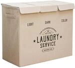DuneDesign W&auml;schekorb 84 Liter mit Deckel und 3 F&auml;chern in Beige