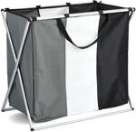 Zeller Present W&auml;schesortierer 3-fach 64 cm x 57 cm x 40 cm Schwarz-Grau-Wei&szlig;