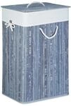 Relaxdays W&auml;schekorb Bambus Grau Faltbar mit Deckel 65,5 cm x 43,5 cm x 33,5 cm 2 kg