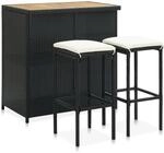 vidaXL 3-tlg. Bar-Set Poly Rattan Schwarz