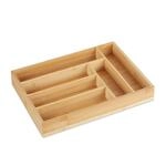 Relaxdays Besteckkasten Bambus Natur 6 F&auml;cher 5 cm x 25,5 cm x 35,5 cm