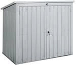 Beliani Ger&auml;tehaus mit Holzunterstand MOENA Hellgrau 96x158x134