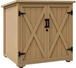 Outsunny Gartenschrank Wetterfest mit Doppelt&uuml;r Natur 77,5 x 88 x 90 cm