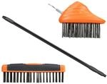 Relaxdays Fugenb&uuml;rsten Set 2 Aufs&auml;tze Carbonstahlborsten Teleskopstiel 80-140 cm