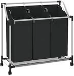 vidaXL W&auml;schekorb mit 3 Taschen Schwarz Stahl 282426