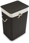 Relaxdays W&auml;schekorb Bambus Schwarz Faltbar mit Deckel 65,5 cm x 43,5 cm x 33,5 cm 2