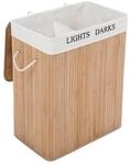 Songmics W&auml;schekorb 2 F&auml;chern Bambus 32 cm x 52 cm x 61 cm Naturfarben