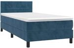 vidaXL Boxspringbett mit Matratze & LED Dunkelblau 90x200 cm Samt 3134385