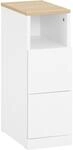 SoBuy Schmaler Nachttisch Beistelltisch mit 2 Schubladen 20x60x35cm Wei&szlig; FBT149-WN