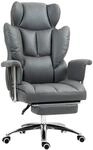 HOMCOM B&uuml;rostuhl Mikrofaserstoff Schaumstoff Dunkelgrau 74L x 65B x 120-128H cm