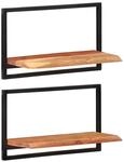vidaXL Wandregale 2 Stk 60x25x35 cm Massivholz Akazie und Stahl 338459