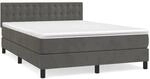 vidaXL Boxspringbett mit Matratze Dunkelgrau 140x200 cm Samt1399197