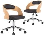 vidaXL Esszimmerst&uuml;hle 2 Stk Drehbar Schwarz Bugholz und Kunstleder 3054917