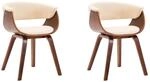 vidaXL Esszimmerst&uuml;hle 2 Stk Creme Bugholz und Kunstleder 278724