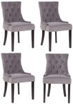 CLP 4er Set Esszimmerstuhl Aberdeen Samt Grau/Antik