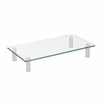 Relaxdays Bildschirmst&auml;nder Glas Transparent H&ouml;henverstellbar 56 cm x 24 cm 2,9 kg