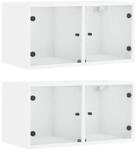 vidaXL Wandschr&auml;nke mit Glast&uuml;ren 2 Stk Wei&szlig; 68,5x37x35 cm