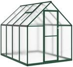 vidaXL Gew&auml;chshaus mit Fundamentrahmen Gr&uuml;n 224x169x195 cm Aluminimum 4005835