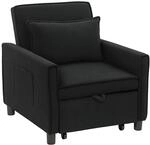 HOMCOM Schlafsessel Polyester Eukalyptusholz Schwarz 74L x 84B x 81H cm