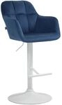 CLP Barhocker Natoma Samt Metall Matt Weiss/Blau