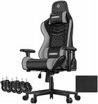 KESSER Gaming Stuhl Ergonomisch mit Kopfst&uuml;tze 150 kg Belastbar Schwarz Grau