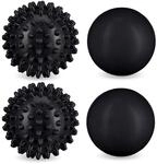 Relaxdays Massageball 4er Set PVC Gummi Schwarz Extra Hart &oslash; 6 cm 170 g &oslash; 6,5 cm 40