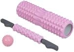 Relaxdays Faszienrollen Set EVA-Schaumstoff Rosa Noppen Mittelhart 3er Set 45 cm x