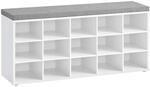 Vasagle Schuhbank mit Sitzkissen 30 cm x 105 cm x 48 cm Wei&szlig;-Grau