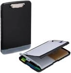 Relaxdays Klemmbrett 2er Set Kunststoff Metall Schwarz mit Aufbewahrungsfach 36,5 cm