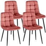 CLP 4er Set Esszimmerst&uuml;hle Antibes Samt Rosa