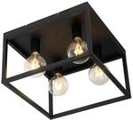 QAZQA Industrielle Deckenlampe Schwarz 40 cm 4-flammig Cage