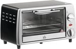 HOMCOM Minibackofen Metall Geh&auml;rtetes Glas Silber 36,5L x 26B x 22H cm