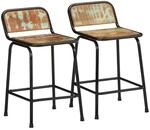 vidaXL Barhocker 2 Stk 46x35,5x70 cm Altholz Massivholz 4013536