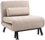 HOMCOM Schlafsessel Stahl Polyester Beige 75L x 70B x 75H cm