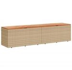 vidaXL Gartentruhe Beige 220x50x54 cm Poly Rattan Akazienholz