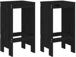 vidaXL Barhocker 2 Stk. Schwarz 40x36x75 cm Massivholz Kiefer