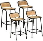 vidaXL Barhocker 4 Stk 46x35,5x80 cm Raues Mango Massivholz 4013531