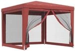 vidaXL Partyzelt mit 4 Mesh-Seitenw&auml;nden Rot 3x3 m HDPE