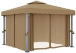 vidaXL Pavillon mit Vorhang 3x3 m Taupe Aluminium