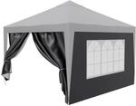 24MOVE Pavillon Seitenteile 2er Set 2x3m mit Fenster & Reissverschluss Grau