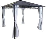 MCW Hardtop Pergola C77 Garten Pavillon Kunststoff-Dach Seitenwand Alu Hellgrau...